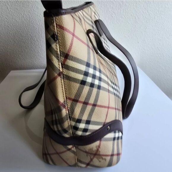 Burberry Haymarket Check Tote Bag Brown - Picture 5 of 16